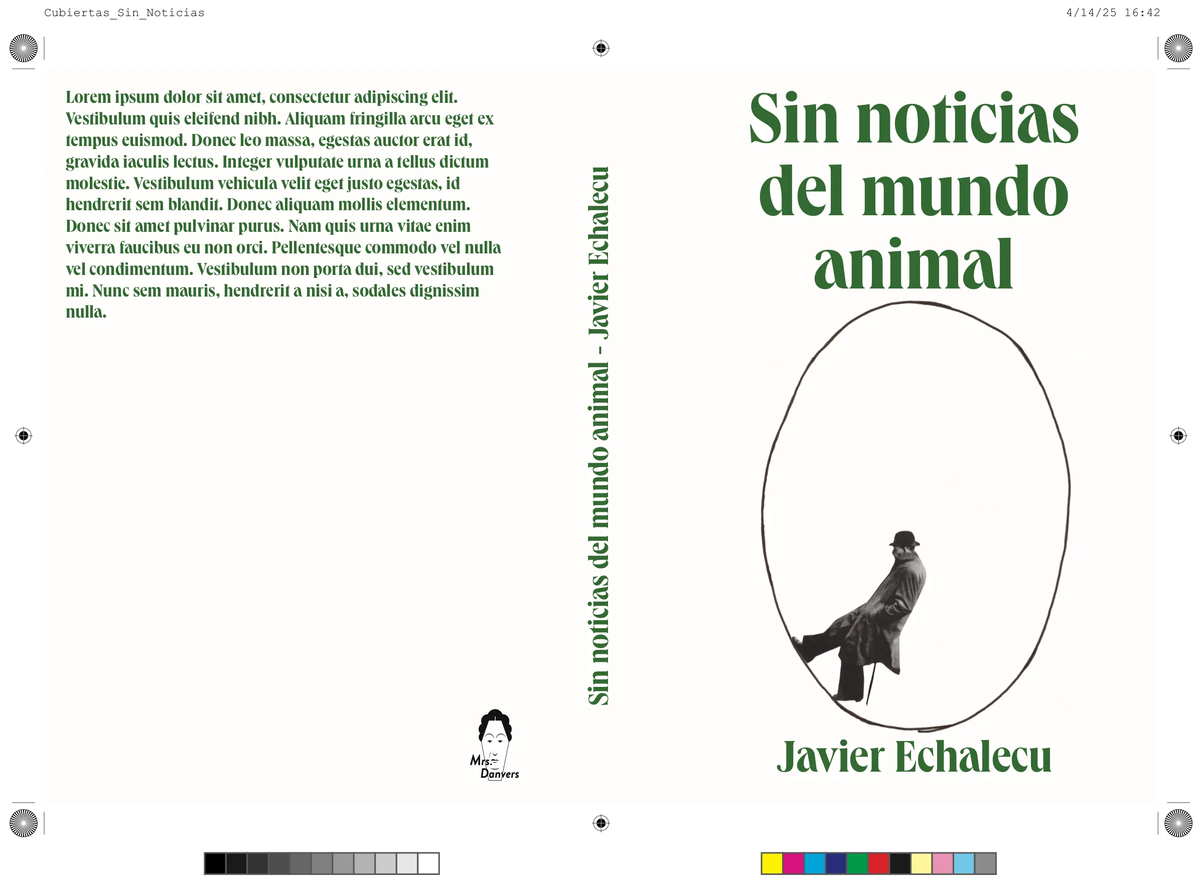 Sin noticias del mundo animal — Javier Echalecu. Print test spread.