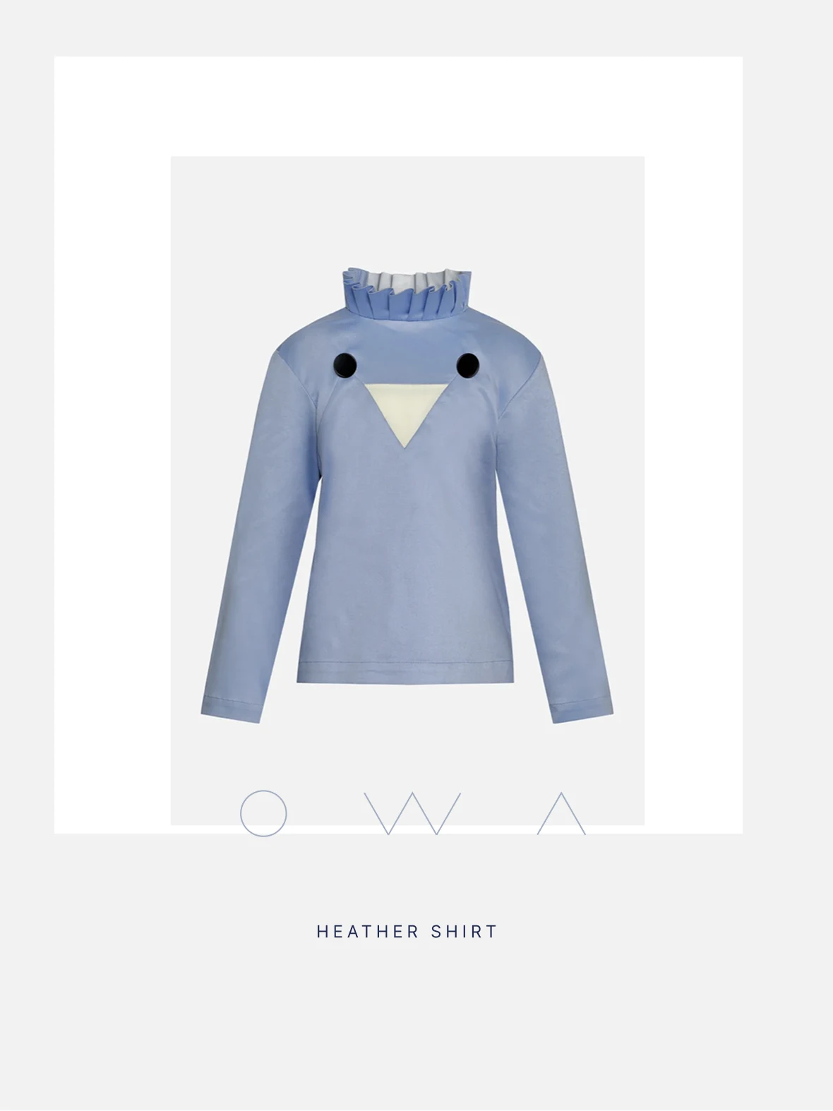 Owa Yurika — Heather shirt, the chevron of the mark as a triangular yoke