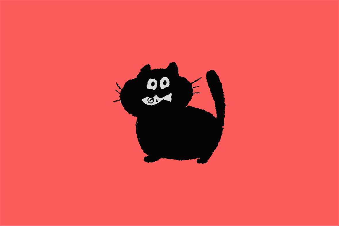 Rumicat — the round cat holding a fish