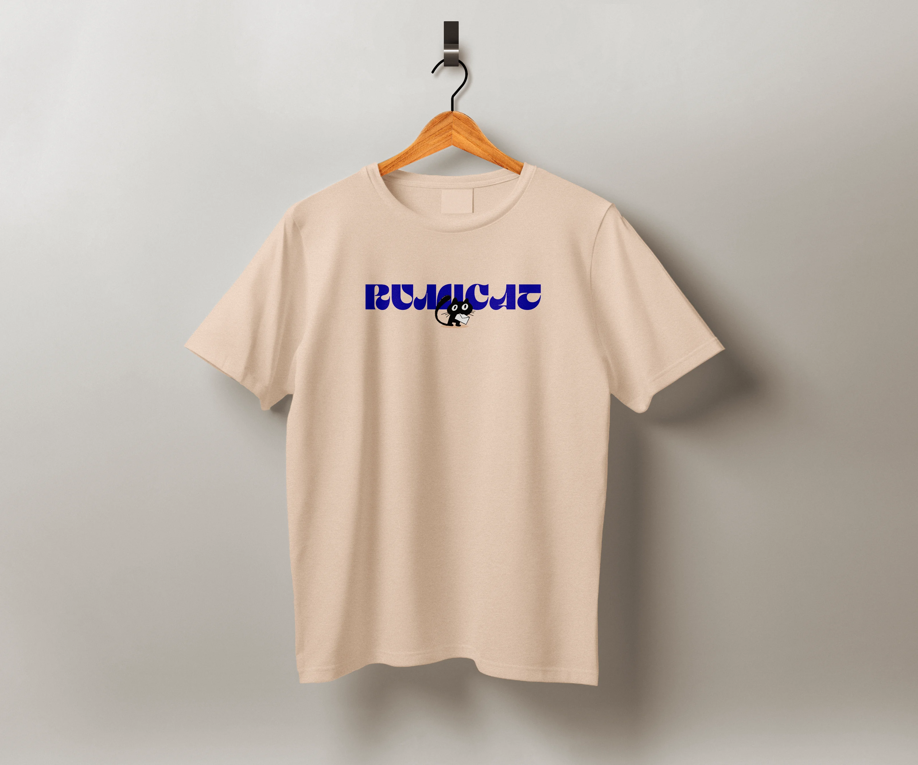 Rumicat — unused shirt design: the TAKLOBO wordmark in blue across the chest