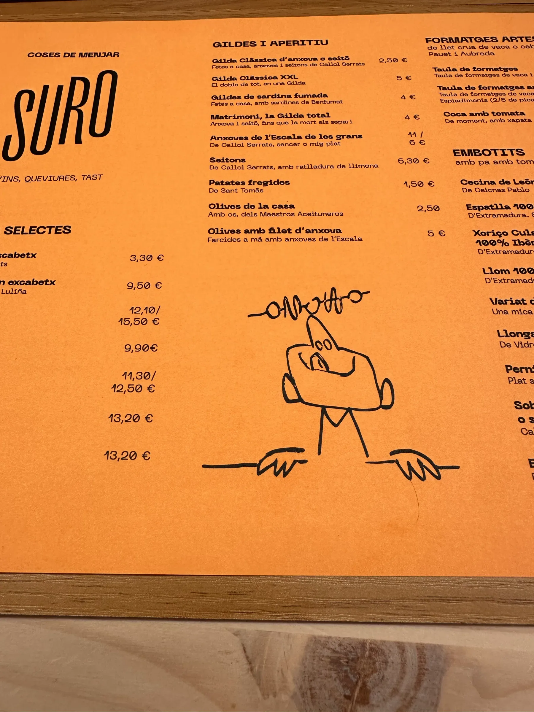 Suro — printed menu with illustration